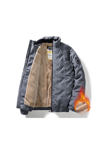 Sımıcg Erkek Kışlık Kalın Kadife Ceket-gri Gri