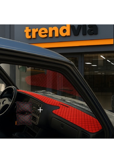 Tofaş Şahin Doğan Kartal Yüksek Ön Göğüs Kırmızı-siyah Torpido Kılıfı / Siyah-kırmızı Boyun Yastığı