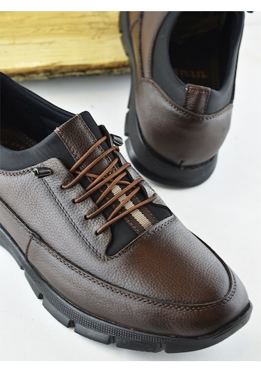 325a Tam Ortopedik Topuk Masajlı Taban Erkek Ayakkabı Hakiki Deri Mevsimlik Ayakkabı Kahverengi
