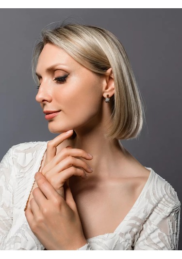 Lamponi 925 Ayar Gümüş Ve Elmaslı Yonca Küpe 16588425 Altın