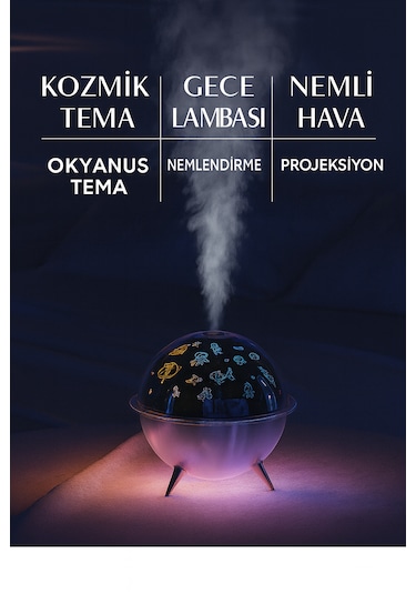Mini Projeksiyon Lambası Hava Nemlendirici 260 Ml Ultrasonik