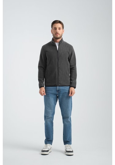 Shooter Sportswear Erkek Polar Sweatshirt Kışlık Standart Fit Outdoor Karyoka Dikiş Detaylı Füme