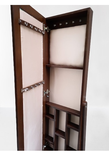 Boy Ayna Takı Dolap Model Ahşap Parlak Ceviz Boya Natüre Klasik A