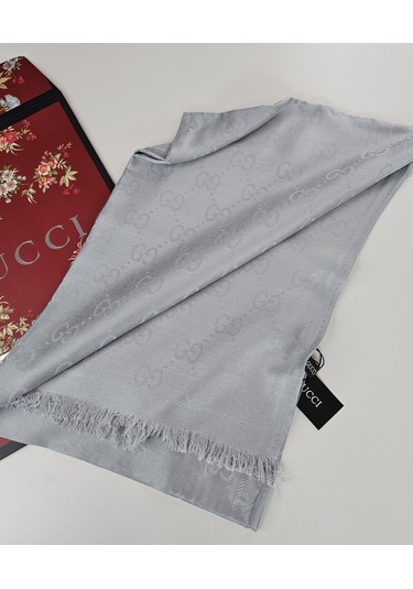 Miorel Scarfs G Desen Çift Taraflı Kaşmir İpek Şal 4 Mevsim Soft Pamuklu Şal Gri