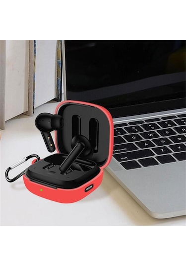 Kırmızı Silikon Koruyucu Kapak Qcy T13 Anc Airdots Tws Bluetooth Kulaklık Kutusu Toz Geçirmez Koruyucu Kılıf