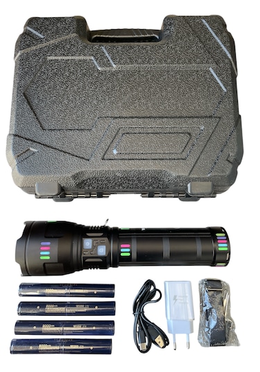 Ws-1150 Uzun Menzilli El Feneri 60watt 5500 Lümen Siyah