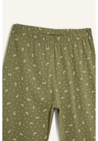 Defacto Beli Lastikli Desenli Pijama Altı-fall İn Love F7561ax25augn762 Yeşil