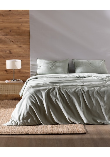 Madame Coco Rosalie Tek Kişilik %100 Pamuk Armürlü Nevresim Takımı - Haki Çok Renkli