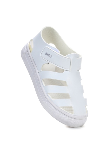Kiko Kids Limba Cırtlı Kız Çocuk Sandalet Beyaz Beyaz
