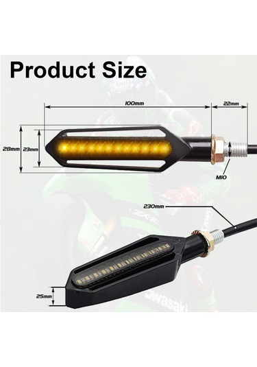 Kangvka Motosiklet Donanım 24 Led Çift Renk Akışlı Sinyal Lambası - Fren Lambası, Gündüz Farı Ve Flaş Fonksiyonu 4 Adet/set