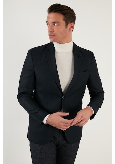 Buratti Slim Fit 6 Drop Çift Yırtmaçlı Blazer Erkek Ceket 216Serardo Lacivert