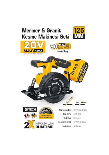 Sgs5540 - 20 Volt 4 Amper 125mm Akülü Mermer Granit Fayans Makinası