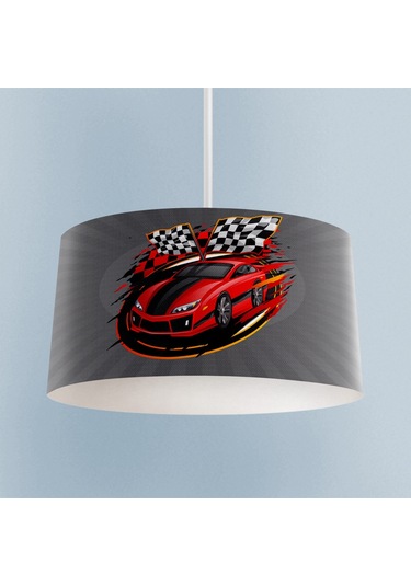 Mekta Home Bebek Ve Çocuk Odası Kırmızı Mcqueen Desenli Avize Renkli