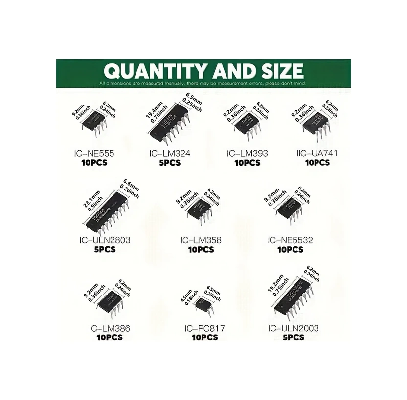 Wangxi 85 Parça Entegre Devre Kiti 10 Farklı Ic Çipi Elektronik Tamir Seti