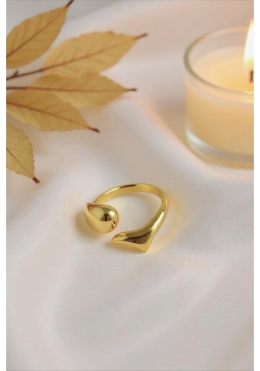 Gold Renkli Bold Ayarlanabilir Yüzük Altın