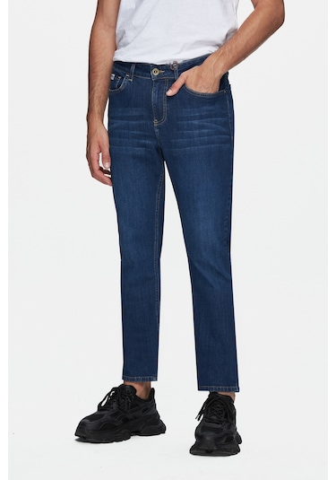 Ucla Fausto Mavi Denim Nakışlı Standard Fit Erkek Pantolon Mavi