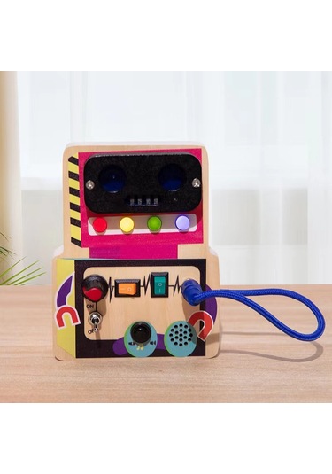 Tenfowee Çocuklar İçin Eğitici Ahşap Led Ampullü Anahtar Takozlu Etkinlik Tahtası - El Becerileri Geliştirici Oyuncak