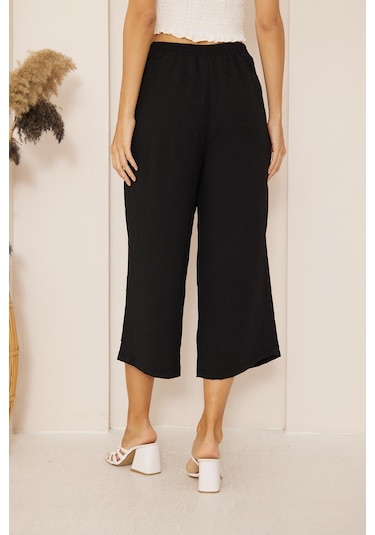 Darlin Moda Siyah Yüksek Bel Bol Paça Pantolon Dm3003 Siyah