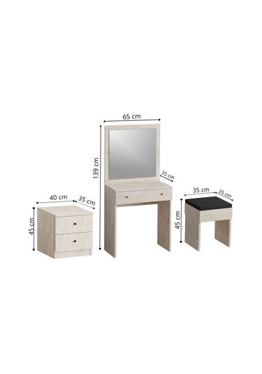 Decormet Nice Makyaj Masası Travertine Safir Meşe