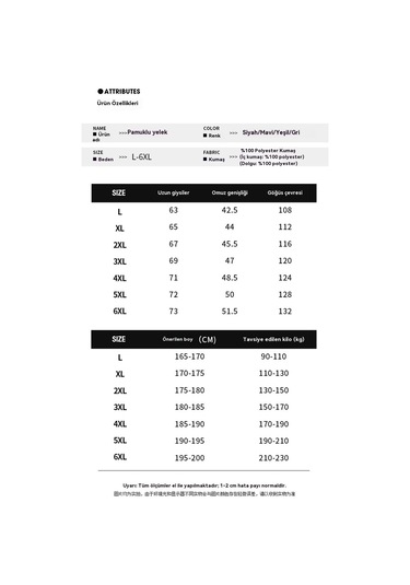 Erkekler İçin Yüksek Kaliteli Pamuklu Yelek Siyah