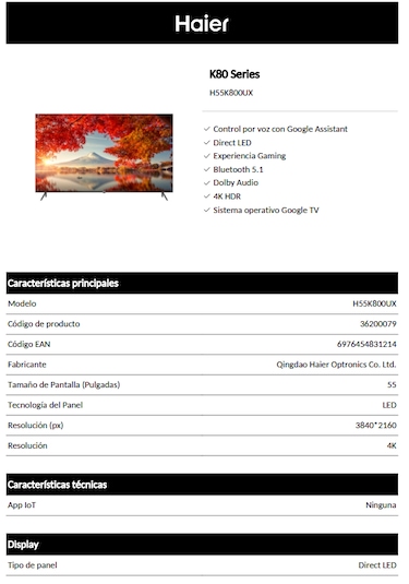 Haier H55K800UX 4K Ultra HD 55" 140 Ekran Uydu Alıcılı Google Smart LED TV