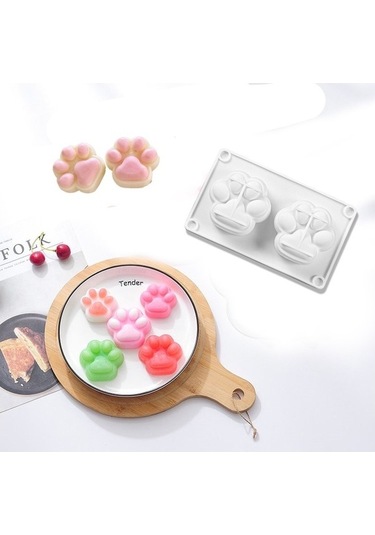 Fastbuy Silikon Paskalya Tavşanı Kek Kalıbı, 2'li Izgara Mus, Kedi Pençesi Tasarımı, Fırınlanabilir, Çok Renkli, Ev Yapımı P Çok Renkli