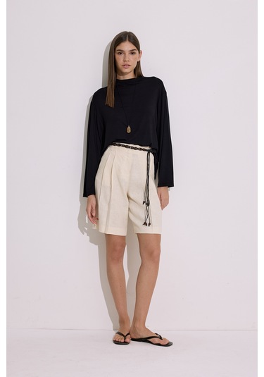 Dökümlü Uzun Kol Bluz Siyah Siyah