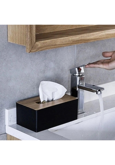 Turuncu Ahşap Doku Tutucu Ev Doku Saklama Kutusu Çıkarılabilir Doku Kutusu Zarif Ve Basit