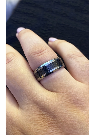 Erkek Siyah Desenli Tungsten Yüzük Siyah