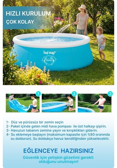 Heykida Swim Safe Hızlı Kurulum Havuzu 152x51cm Mavi