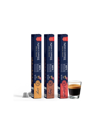 Nish Coffee Nespresso Uyumlu Kapsül Kahve 3'lü Set Lungo,ıtaly,risteretto -30 Adet Kapsül Kahve