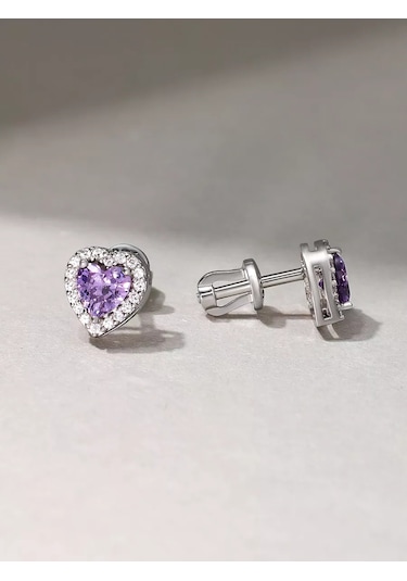 Gold Plaza Jewelry 925 Ayar Gümüş Kalp Şekilli Pırlanta Küpe 221582236 Diğer