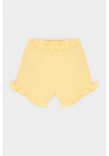 DeFacto Kız Bebek Beli Lastikli Waffle Şort A8043A525SMYL142 Sarı