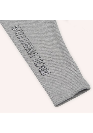 Kız Çocuk Baskı Detaylı Tayt Gri-melanj 2421gb12015-4843 001