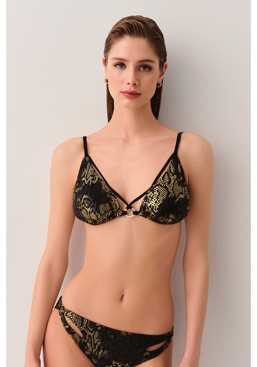 Suwen Medusa Üçgen Bikini Üstü Sb2516512061206 Siyah Yılan Baskılı