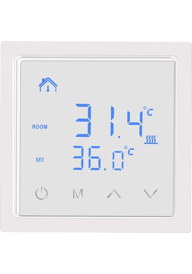Tenfowee Beyaz Duvar Tipi Akıllı Sıcaklık Kontrol Cihazı - Ev Radyant Isıtma İçin Panel Termostatı, Yüksek Sıcaklık Korumalı Mh-1828