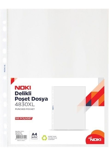 Noki Şeffaf Poşet Dosya Xl 100 Lü 5 Paket Alıma 1 Hediye