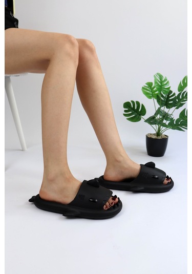 Wagoon Wg500 Köpekbalığı Siyah Unisex Tam Ortopedik Terlik Shark Slides Siyah