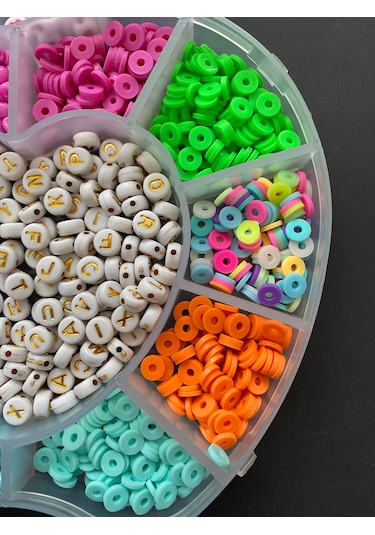 Elma Desenli Kutuda Kum Ve Fimo Takı Yapım Hobi Seti Kendin Yap