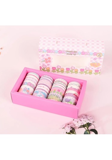 Dikdörtgen Vintage Washi Tape Bant Yapışkanlı Maskeleme Kağıdı Desenli Bant 20'li - Sunny Day 1