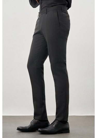 Koyu Antrasit Düz Gabardin Esnek Yan Cep Slim Fit Classic Pantolon 1003245209 070 Koyu Antrasit