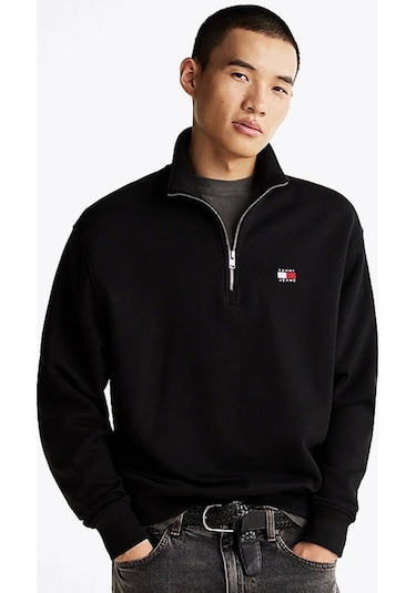 Tommy Hilfiger Erkek Siyah Tjm Rlx Fermuarlı Sweatshırt Siyah