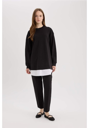 Defacto Harem Basic Düz Sweatshirt Kumaşı Pantolon D9363ax25spbk81 Siyah