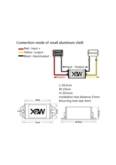 Xwst Dc 12/24v - 5v Dönüştürücü Kademeli Araç Güç Modülü, Özellikler: 12v - 5v 6a Küçük Alüminyum Kabuk