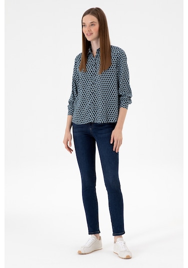 U.s. Polo Assn. Kadın Lacivert Gömlek Desenli 50317243-vr033 Lacivert