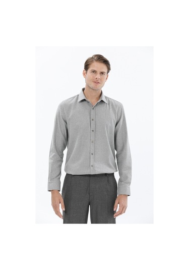 Finesuits Erkek Flanel Gömlek 2422204013.flr Açık Gri