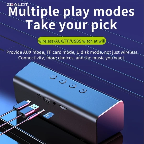 Willowhaven 2023 Zealot S31 10w Kablosuz Hoparlör Taşınabilir Ses Sistemi Siyah