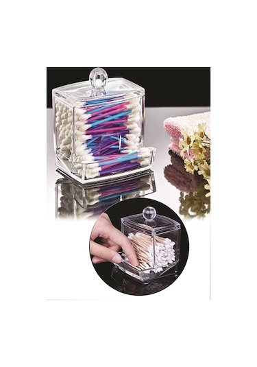 River World Şeffaf Kapaklı Kulak Temizleme Çubuğu Organizatörü Saklama Kutusu