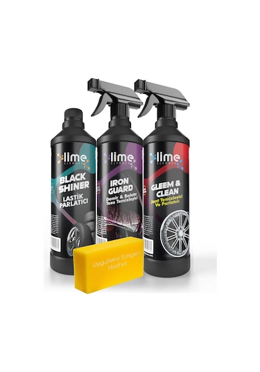 Lime Cleaner Lastik Parlatıcı, Demir Ve Balata Tozu Temizleyici, Jant Temizleyici Ve Parlatıcı 3'lü Avantajlı Set Paket