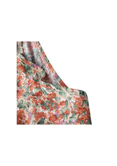 Kırmızı Vonda Yaz Kadın Boyundan Bağlamalı Kolsuz Çiçek Baskılı Askı Düzensiz Etek Maxi Elbise Kırmızı